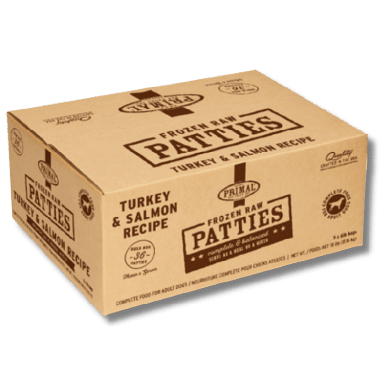 PRIMAL - Canine - Frozen - Patties - Turkey & Salmon - BULK - 18 lbs