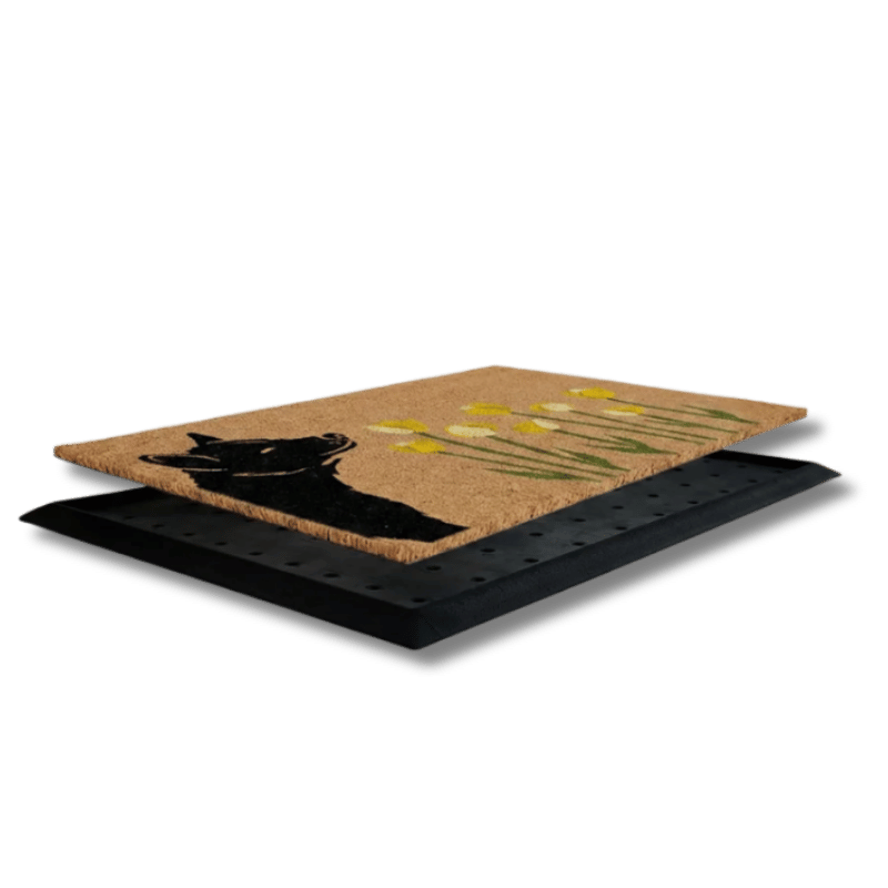 4 Cats & Dogs - Door Mat - Spring - Sniffing Tulips - Dog