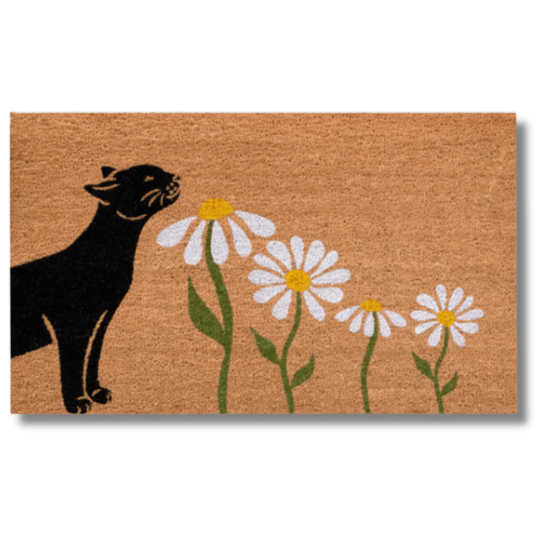 4 Cats & Dogs - Door Mat - Spring - Sniffing Daisies - Cat
