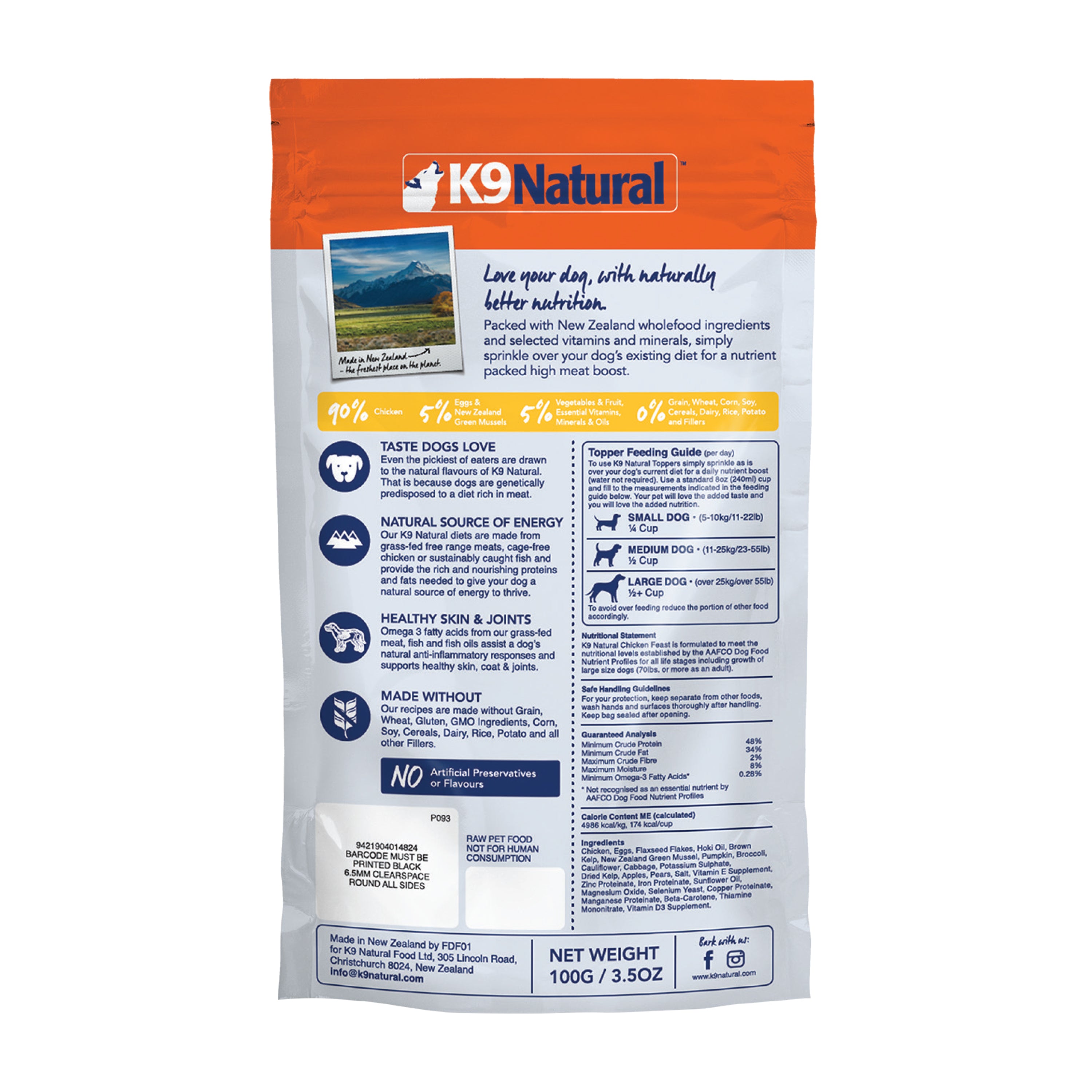 K9 Natural - Freeze Dried - Chicken Feast - Topper