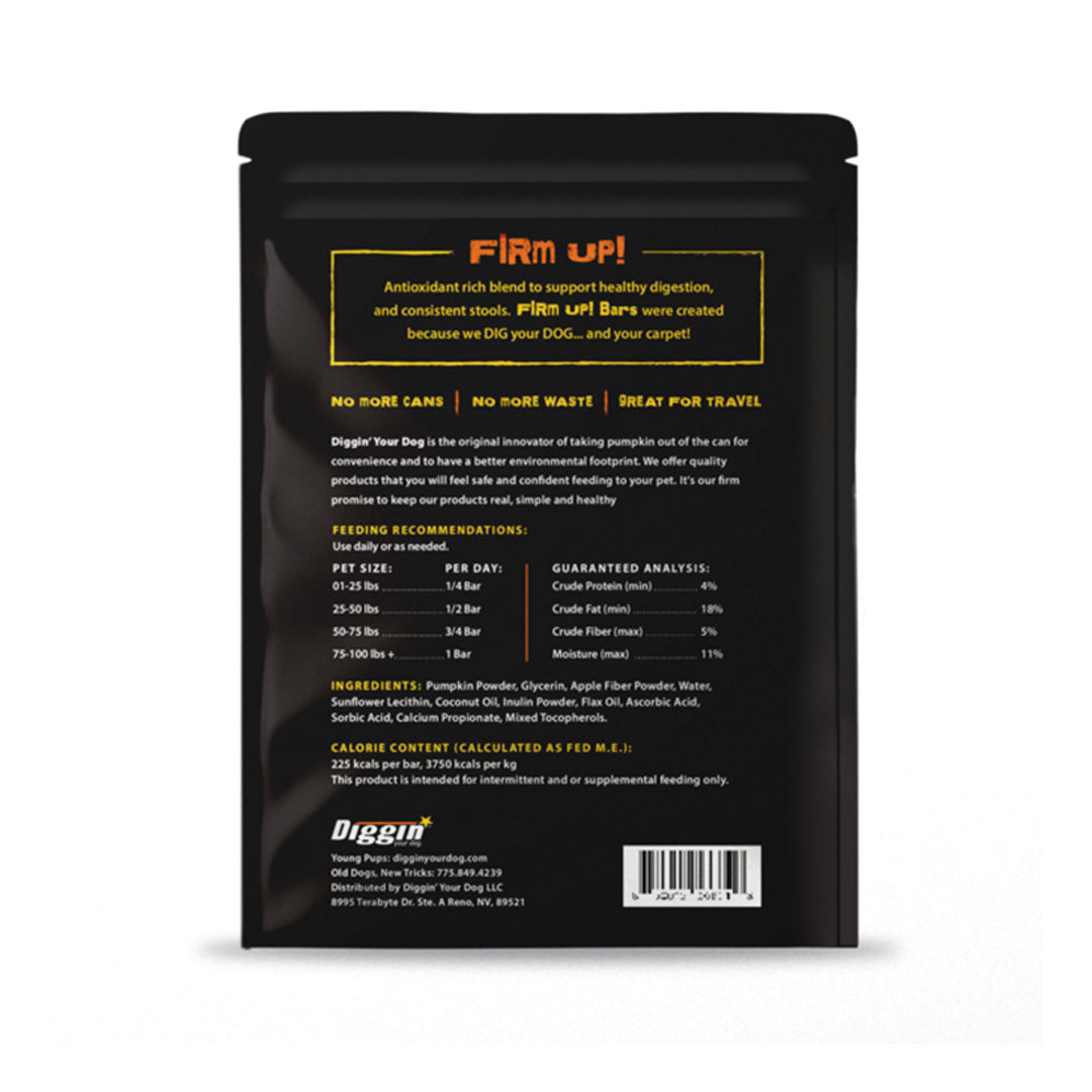 Diggin Your Dog - Firm Up Pumpkin - Bars - Resealable Bag - 6 Pack