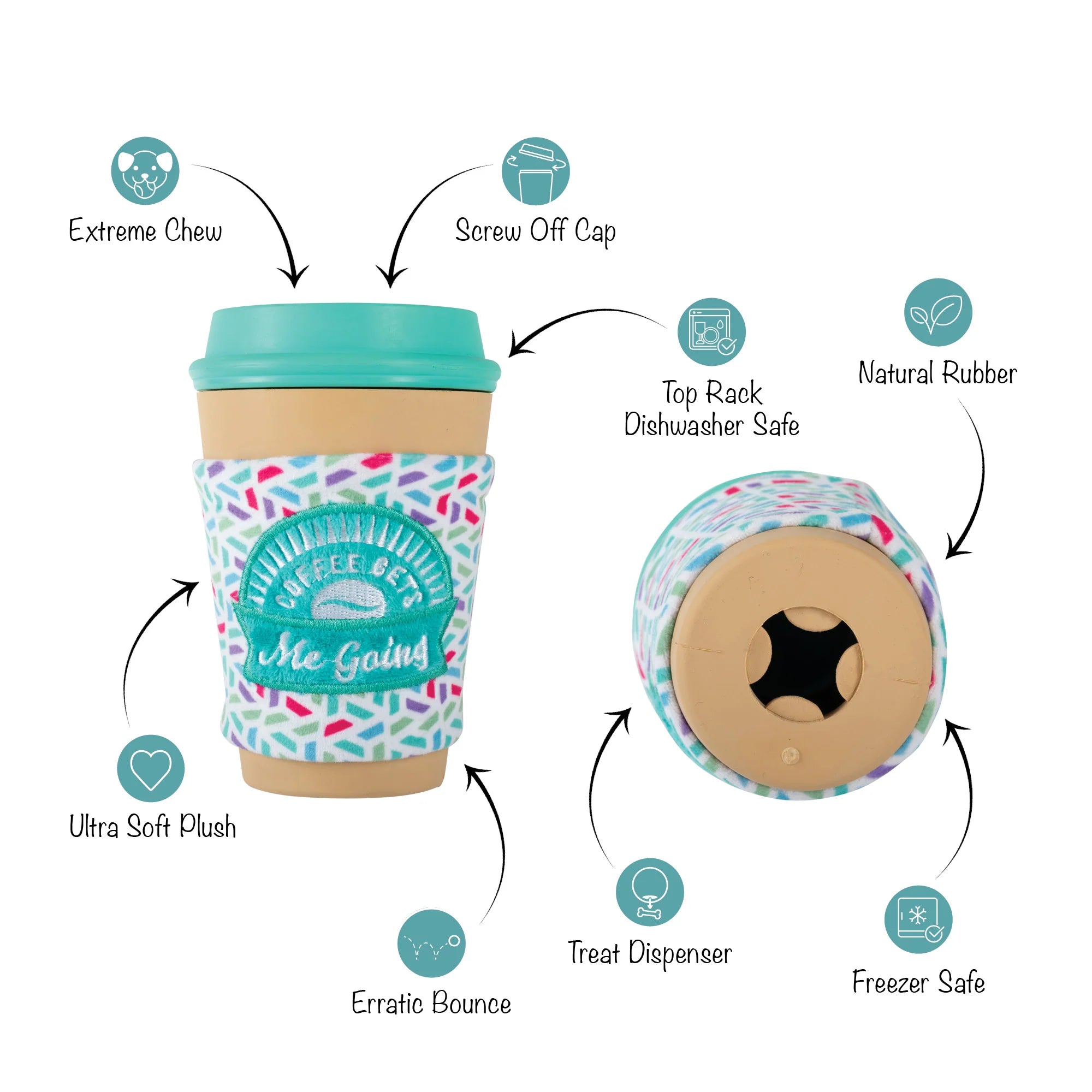 Fringe Studio - Coffee Gets Me Going - Plush Dog Toy