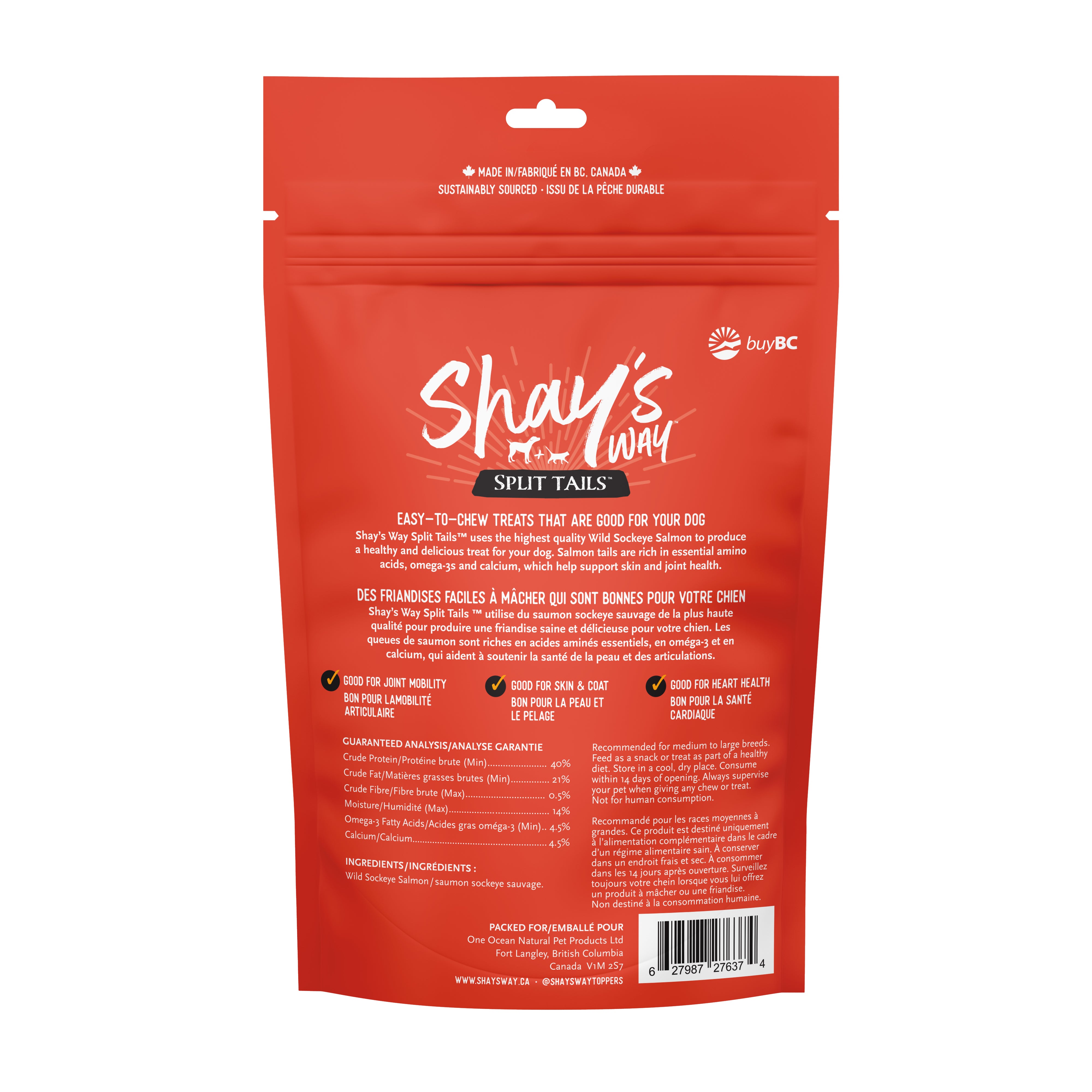 Shay's Way - Air Dried Sockeye Salmon Split Tails 50g - Pets Canada