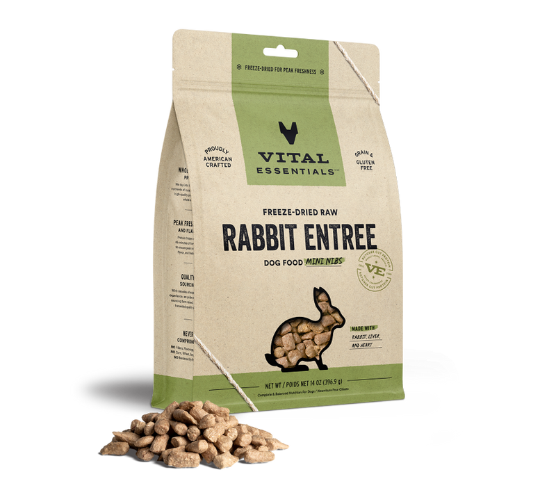 Vital Essentials -Dog Rabbit Freeze Dried Mini Nibs - 14 oz