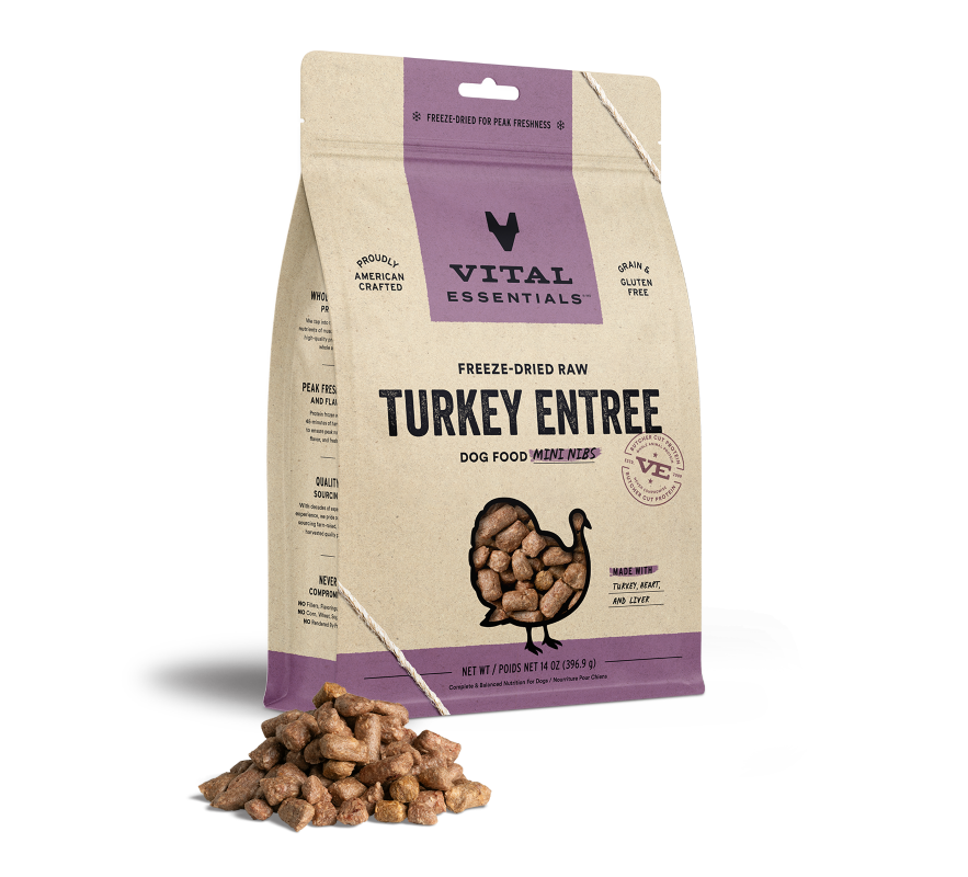 Vital Essentials - Dog Turkey Freeze Dried Mini Nibs - 14 oz