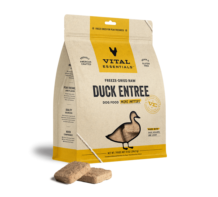 Vital Essentials -  Dog Mini Patties Freeze Dried - Duck - 14 oz