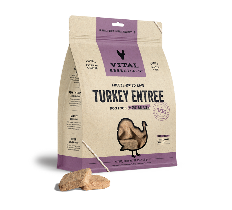 Vital Essentials -  Dog Mini Patties Freeze Dried - Turkey - 14 oz