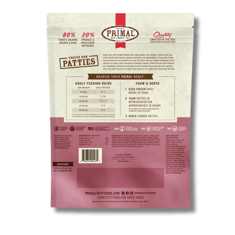 PRIMAL - Canine - Frozen - Patties - Turkey & Salmon