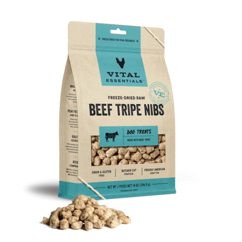Vital Essentials - Dog GF Freeze Dried Food - Beef Tripe Nibblets - 14oz