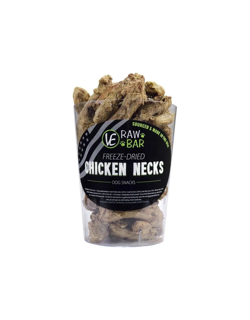 Vital Essentials -  Raw Bar Chicken Necks Freeze-Dried Snacks - 680g [Apr Expiry]