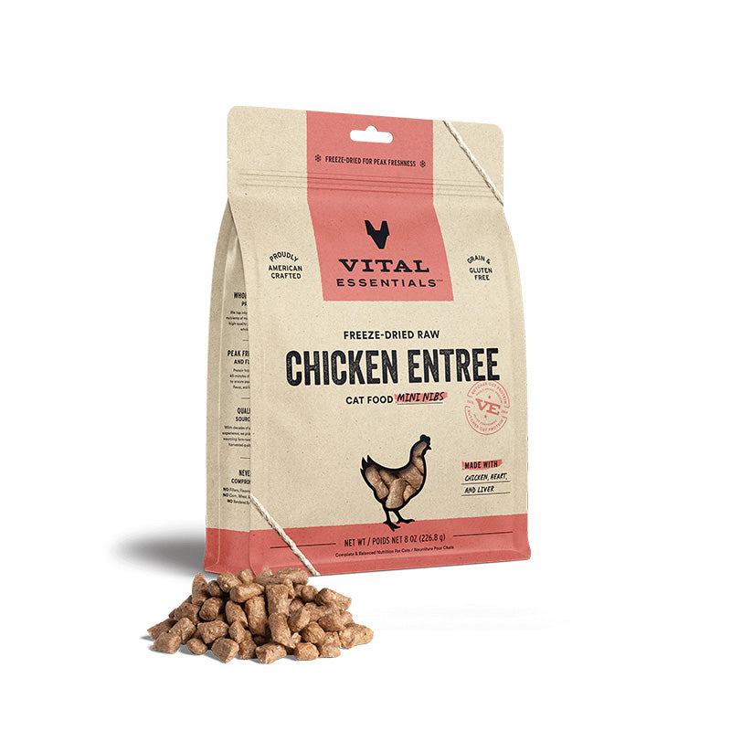 Vital Essentials -Freeze-Dried Raw Chicken Entree Cat Food Mini Nibs 8 oz