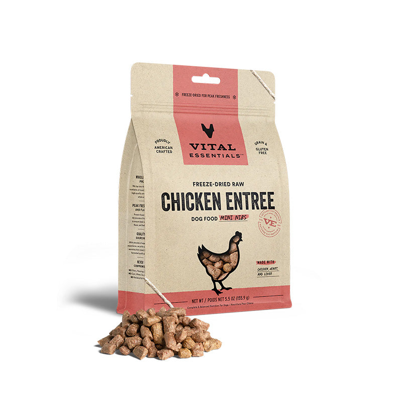 Vital Essentials- Freeze-Dried Raw Chicken Entree Dog Food Mini Nibs 5.5 oz