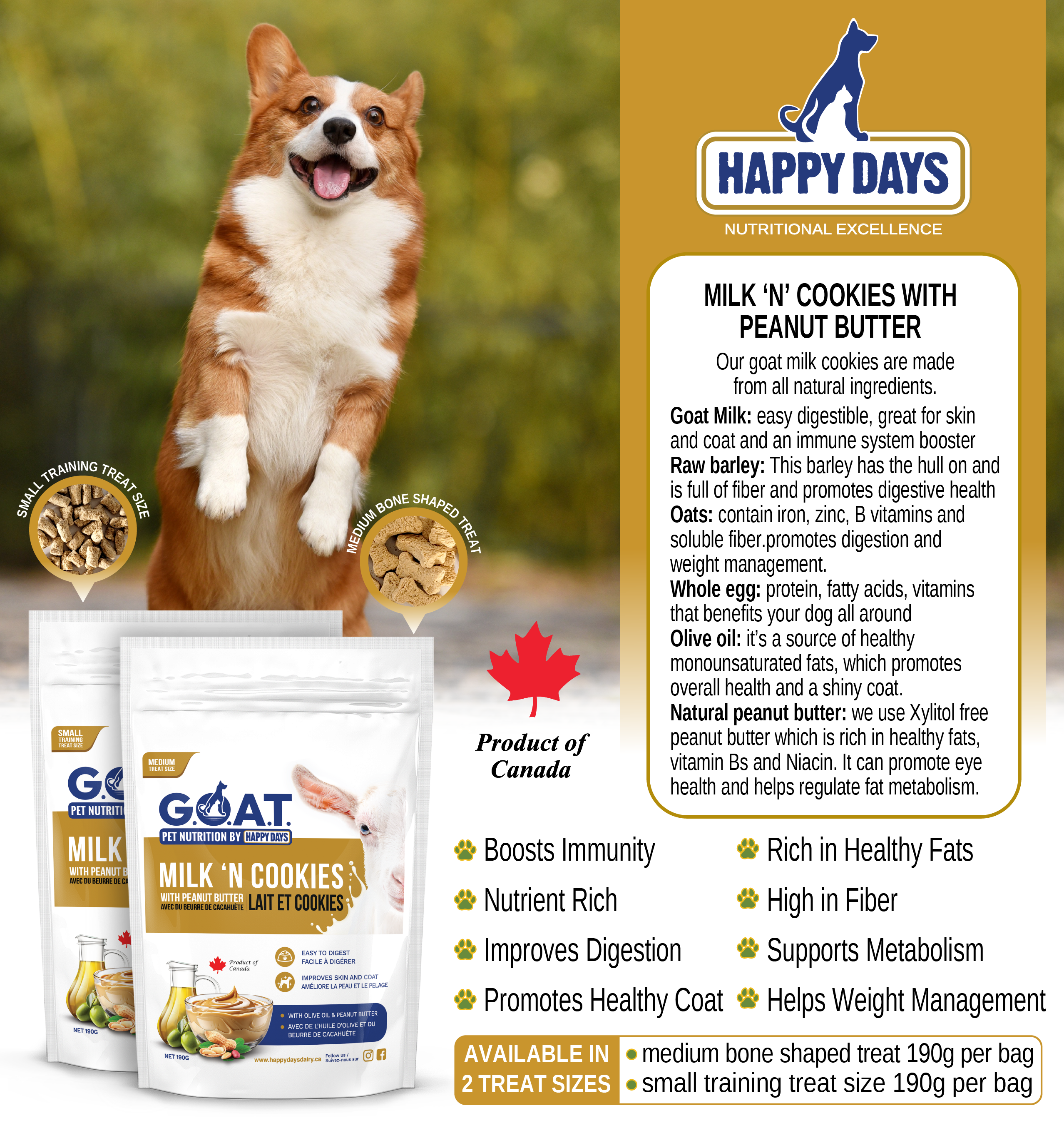 Happy Days -  Milk ‘N Cookies with Peanut Butter  - pets canada