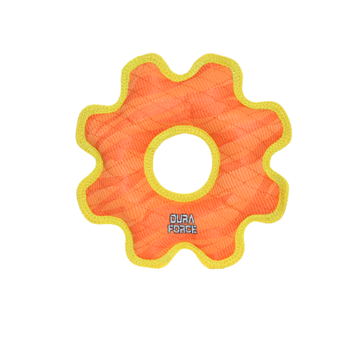 Tuffy Toys - DuraForce Med Gear Ring Tiger Orange-Yellow