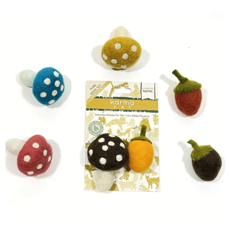 Dharma Dog Karma Cat - Toy - Mushroom & Acorn - 2pk