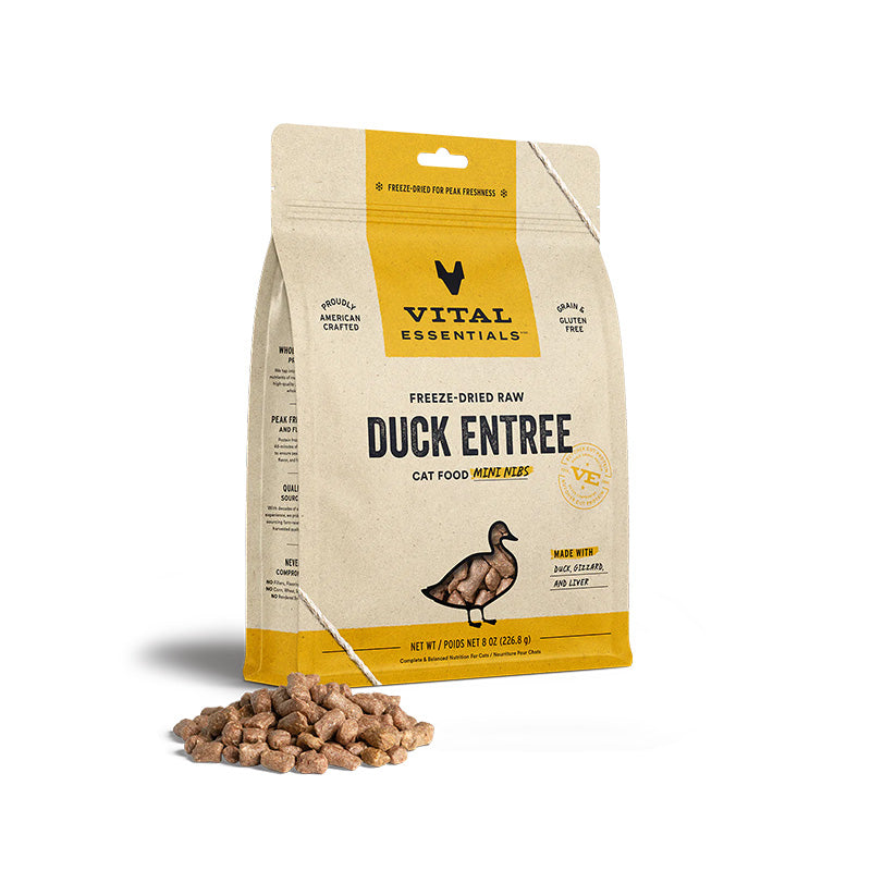 Vital Essentials - Freeze-Dried Raw Duck Entree Cat Food Mini Nibs 8 oz