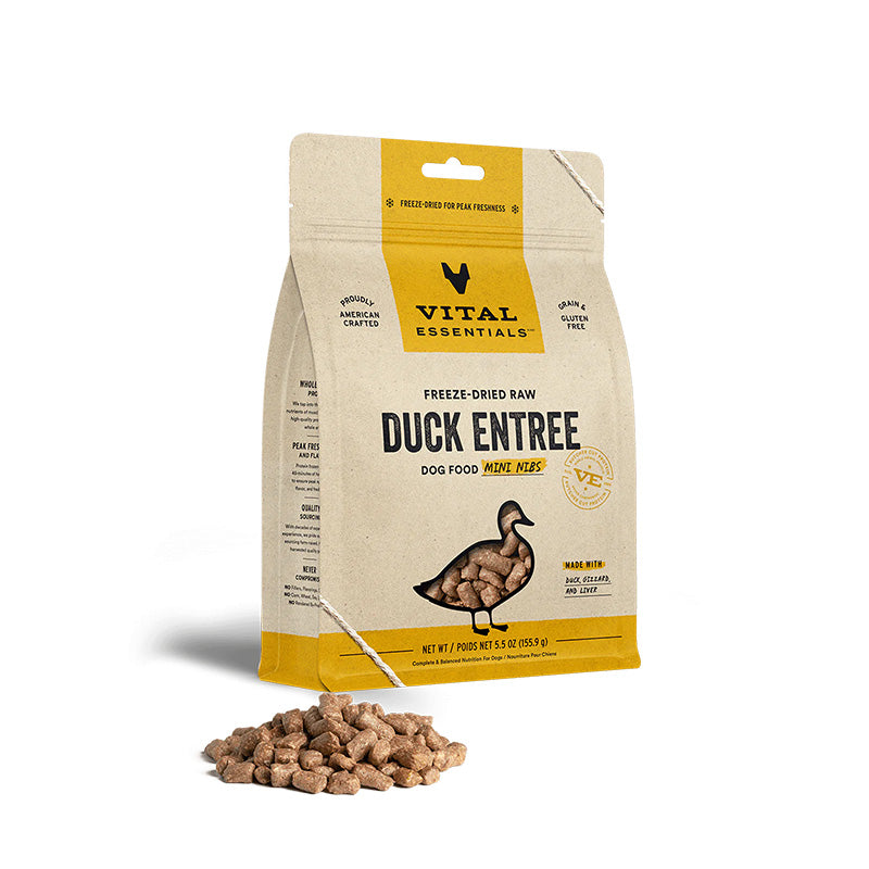 Vital Essentials - Freeze-Dried Raw Duck Entree Dog Food Mini Nibs 5.5 oz