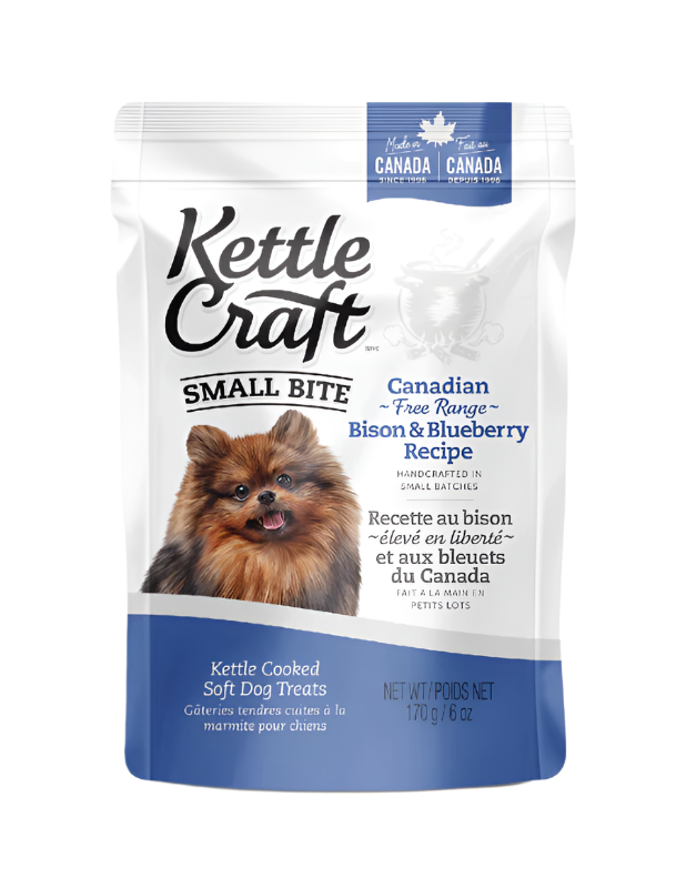 Kettle Craft dog food package with a small dog illustration on a white background