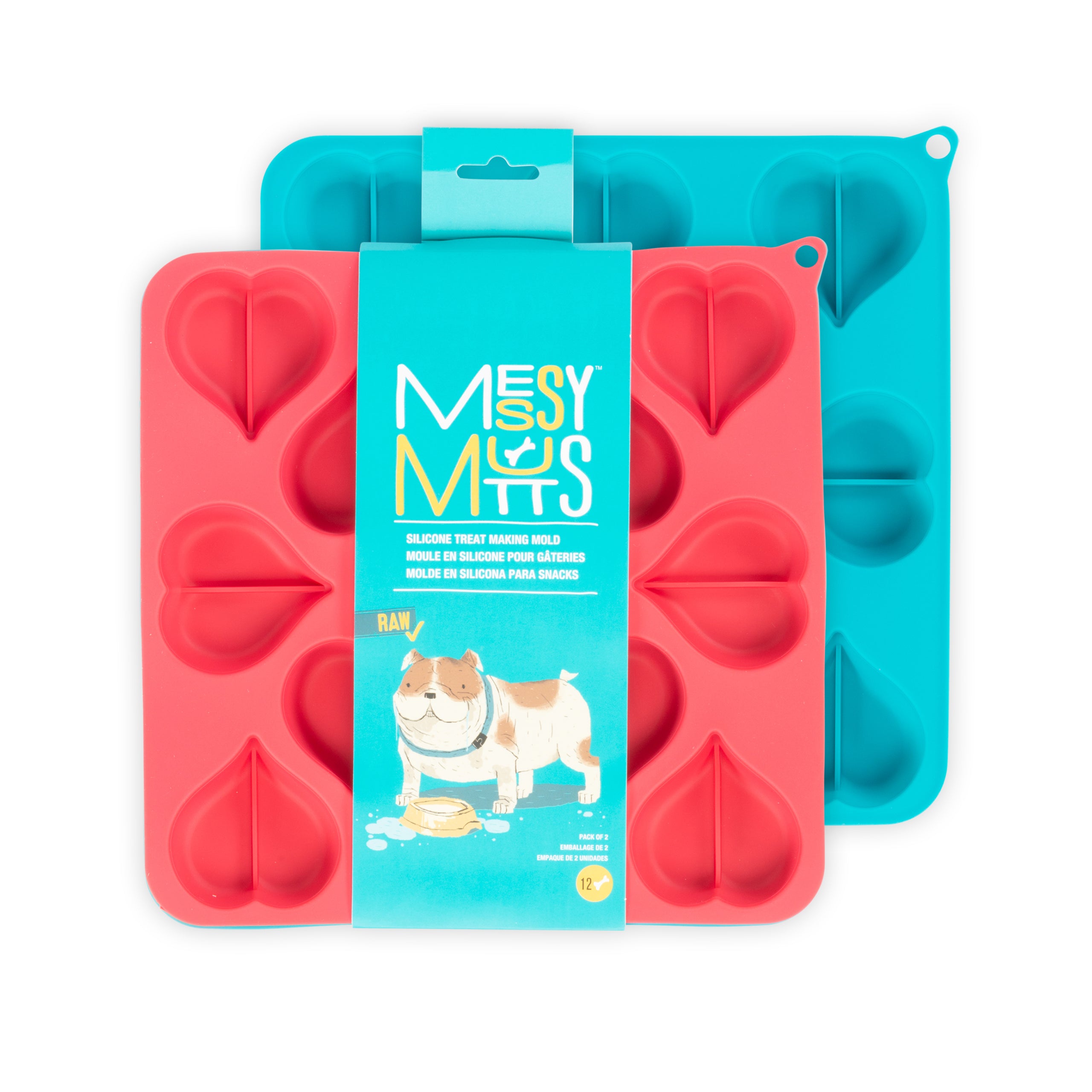 Messy Mutts - Treat Maker - Bake & Freeze - Silicone - Heart 2Pk