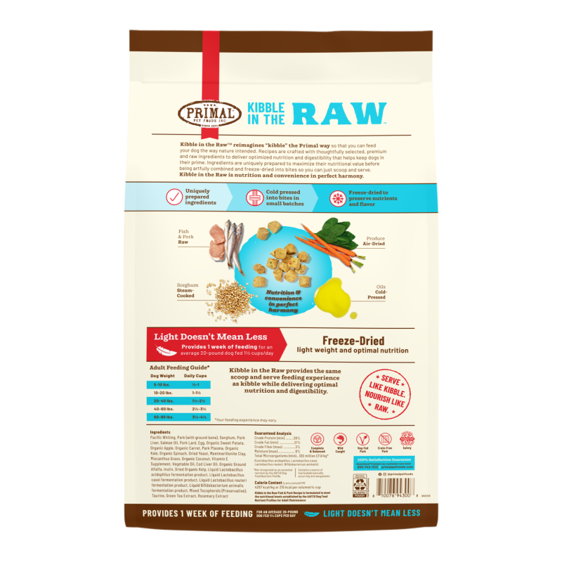 Primal - Kibble in the Raw - Fish & Pork Recipe (Dog) - 9 lb