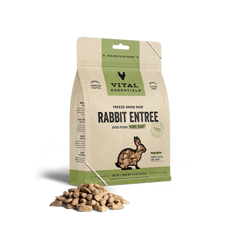 Vital Essentials - Freeze-Dried Raw Rabbit Entree Dog Food Mini Nibs 5.5 oz