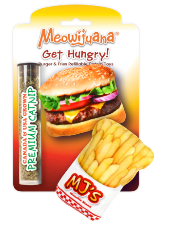 Meowijuana - "Get Hungry" 2pk Burger & Fries Refillable Catnip Toy