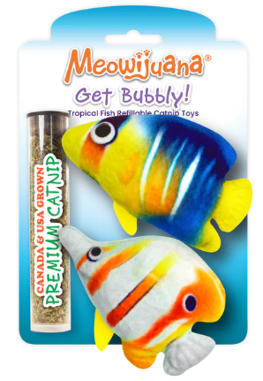 Meowijuana - "Get Bubbly" 2pk Tropical Fish Refillable Catnip Toy