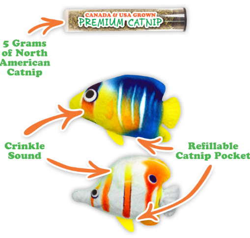 Meowijuana - "Get Bubbly" 2pk Tropical Fish Refillable Catnip Toy