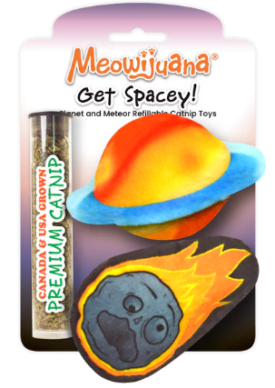 Meowijuana - "Get Spacey" 2pk Comet & Planet Refillable Catnip Toy