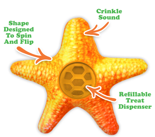 Meowijuana - Knock 'n' Nibble Refillable Treat Dispenser - Starfish