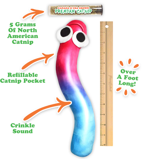 Meowijuana - Get Kickin' Toy - Pink/Blue Worm