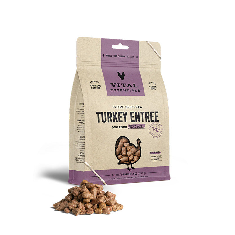 Vital Essentials - Freeze-Dried Raw Turkey Entree Dog Food Mini Nibs 5.5 oz
