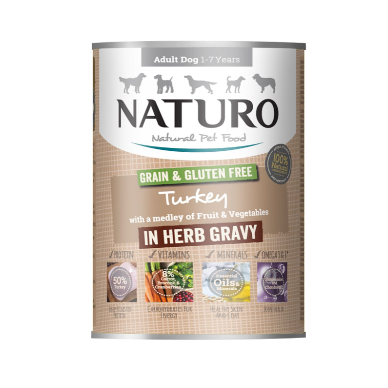 Naturo - Dog Cans - Turkey with Cranberries (390g - Case of 12)
