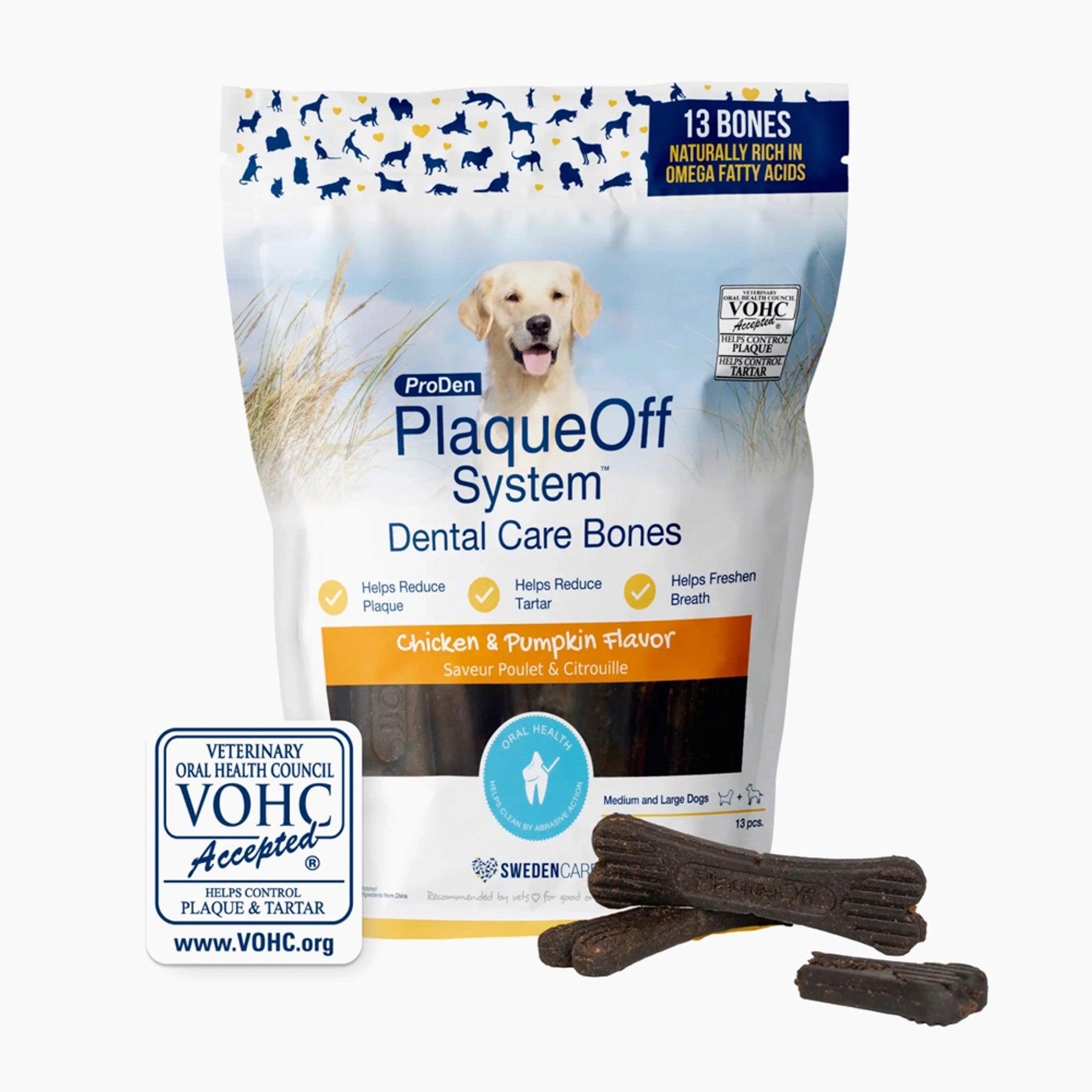 Plaque Off - Dental Care Bones - Chicken & Pumpkin