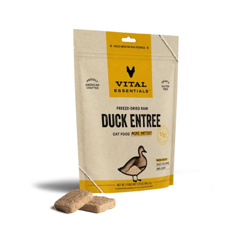 Vital Essentials - Freeze-Dried Raw Duck Entree Cat Food Mini Patties 3.75 oz