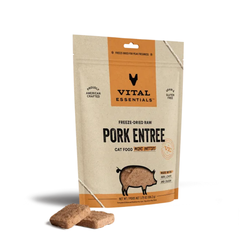 Vital Essentials - Pork Entree Cat Food Mini Patties 3.75 oz