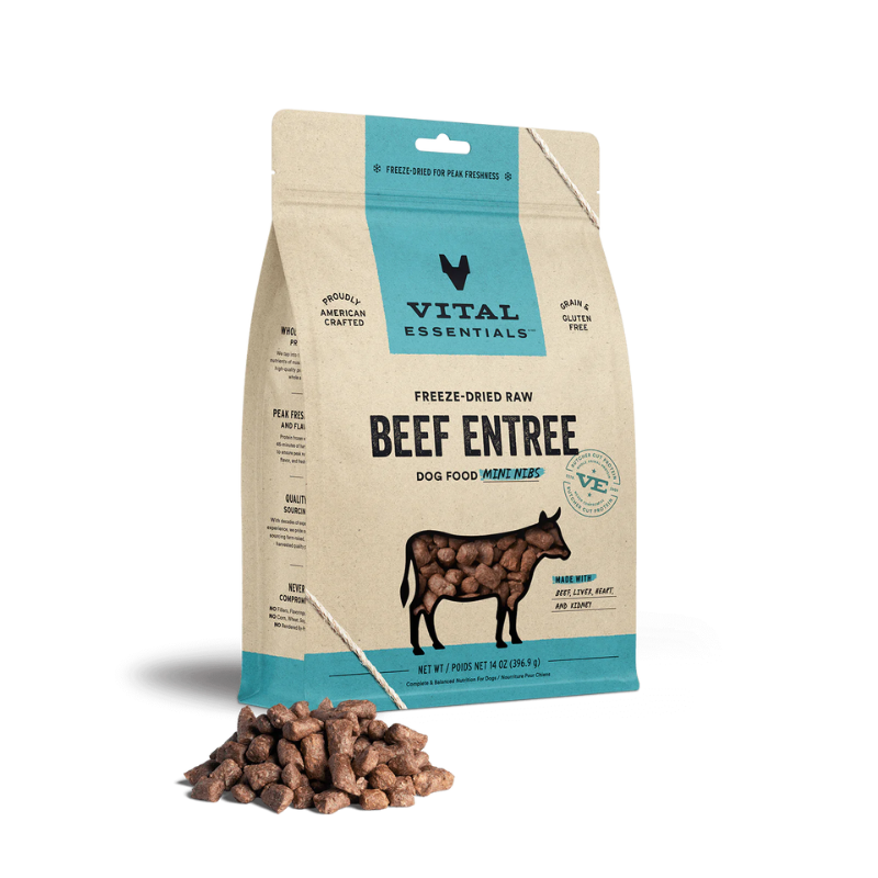 Vital Essentials - Dog Freeze Dried Beef Entree Food Nibs - 14 oz