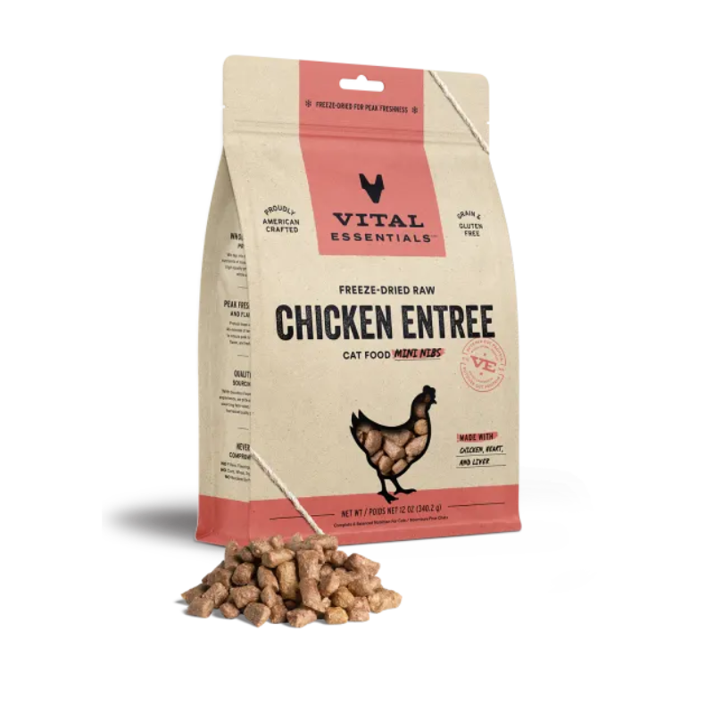 Vital Essentials - Cat GF Freeze Dried Food Chicken Mini Nibs Cat - 12 oz