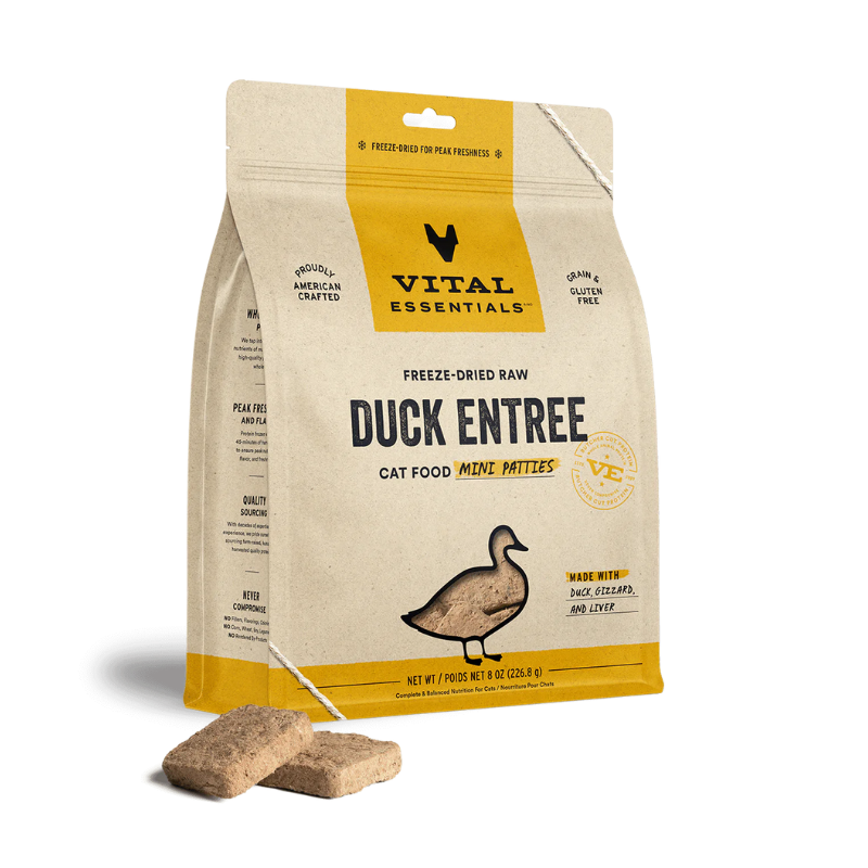 Vital Essentials - Cat Mini Patties Freeze Dried - Duck - 8oz