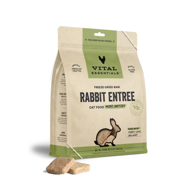 Vital Essentials - Cat GF Freeze Dried Food Rabbit Dinner Patties - 8 oz