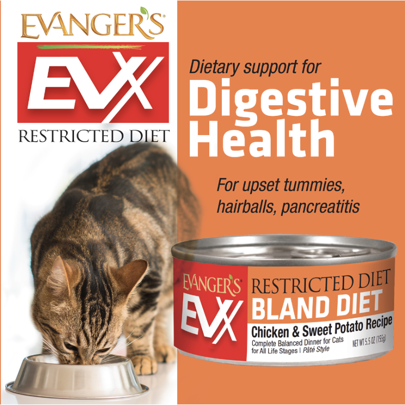 Evangers -  EVX Restricted Diet - Bland Diet Boneless Chicken & Sweet Potato for Cats - 5.5oz- Case of 24