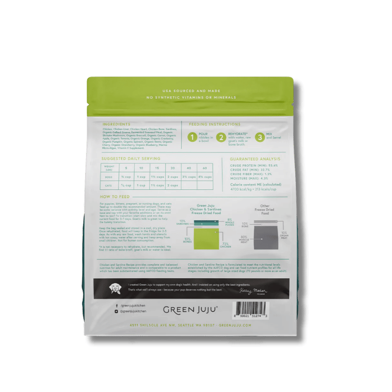 Green Juju - Freeze-Dried - Chicken & Sardine - 14oz
