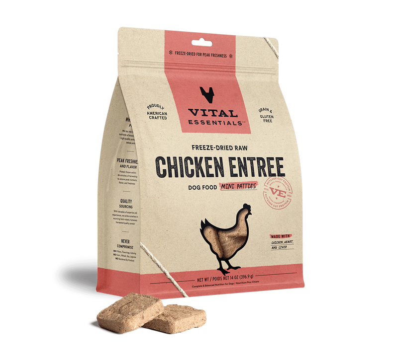 Vital Essentials -  Dog Mini Patties Freeze Dried - Chicken - 14 oz