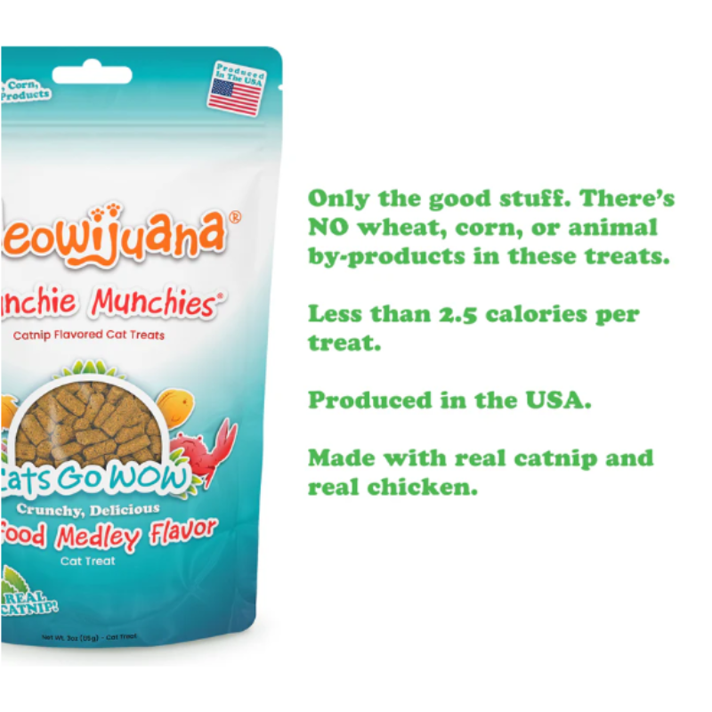 Meowijuana -Crunchie Munchie Seafood Medley Treats - 3 oz