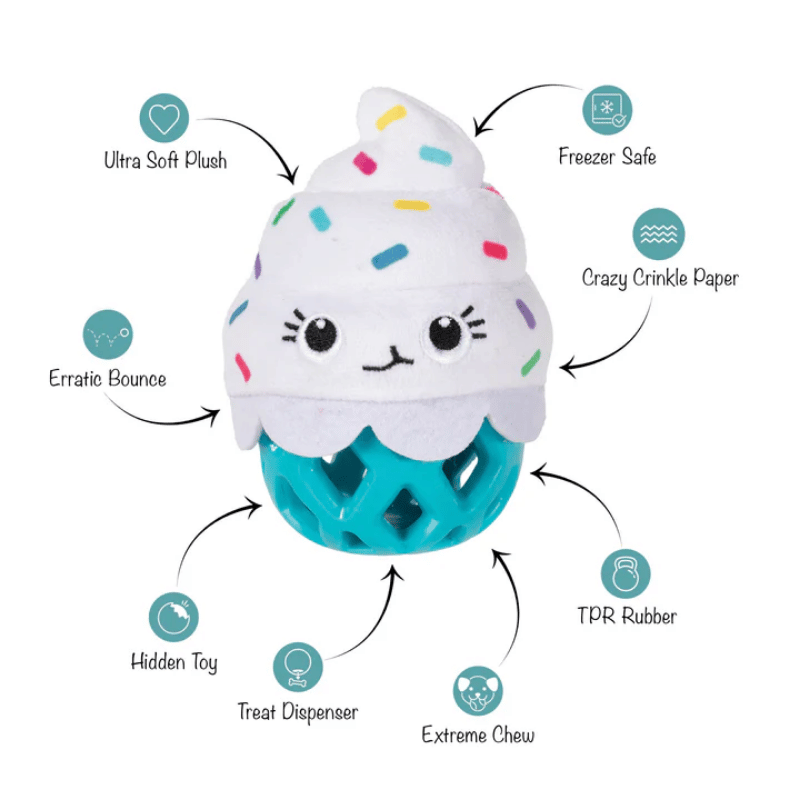 Fringe Studio - Dog - Toy - Durable - Rubber - Dura Club - Here For The Cupcakes