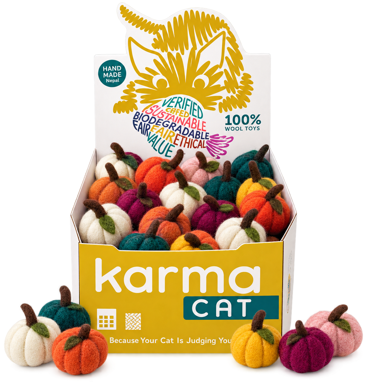 Dharma Dog Karma Cat - Toy - Pumpkins - 60ct Display