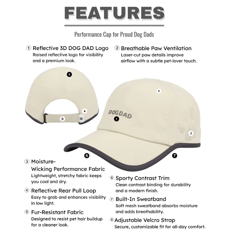 HatPhile - Performance Baseball Cap - Dad Dog - Cream