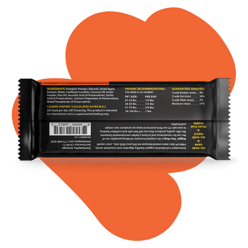 Diggin Your Dog - Firm Up Pumpkin - Bars - Individually Wrapped - Displayer 24 x 2.1oz