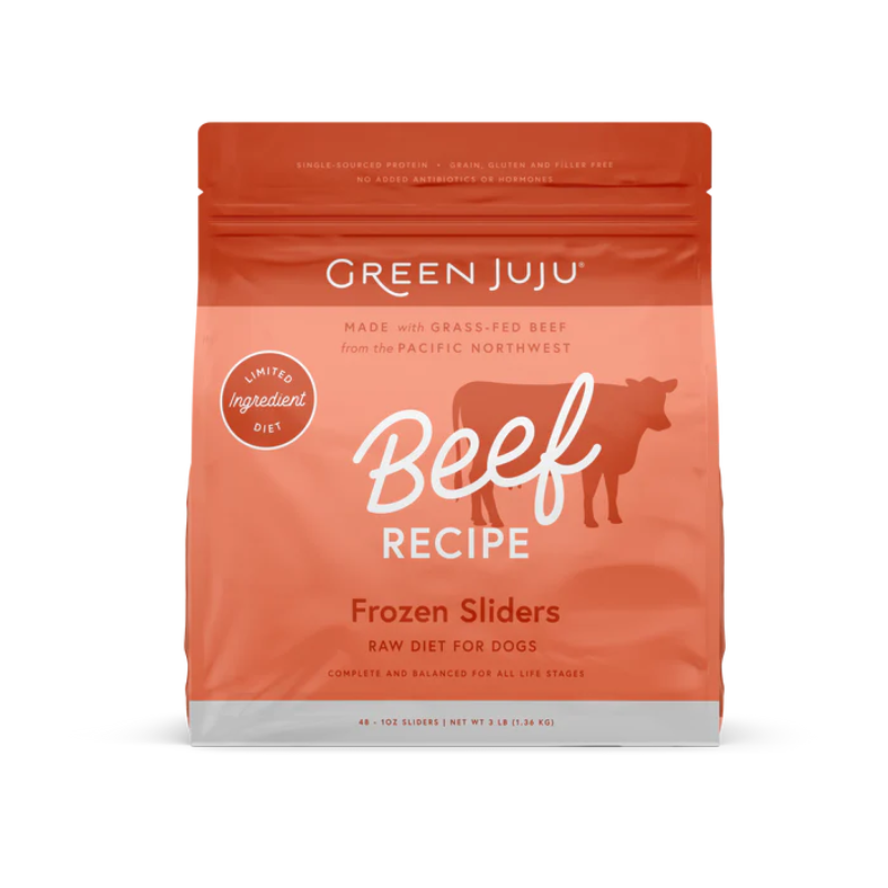 Green Juju -  Frozen Sliders - Beef Recipe - pets canada
