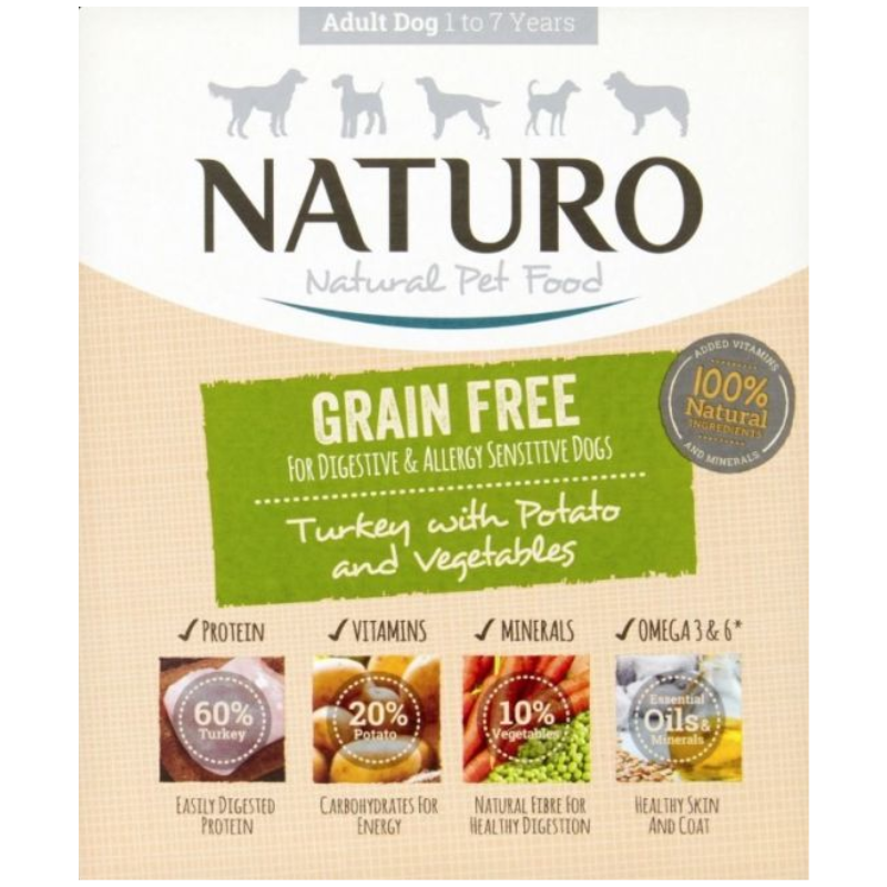 Naturo - Dog Trays - Turkey & Vegetables with Potato (7 x 400g)